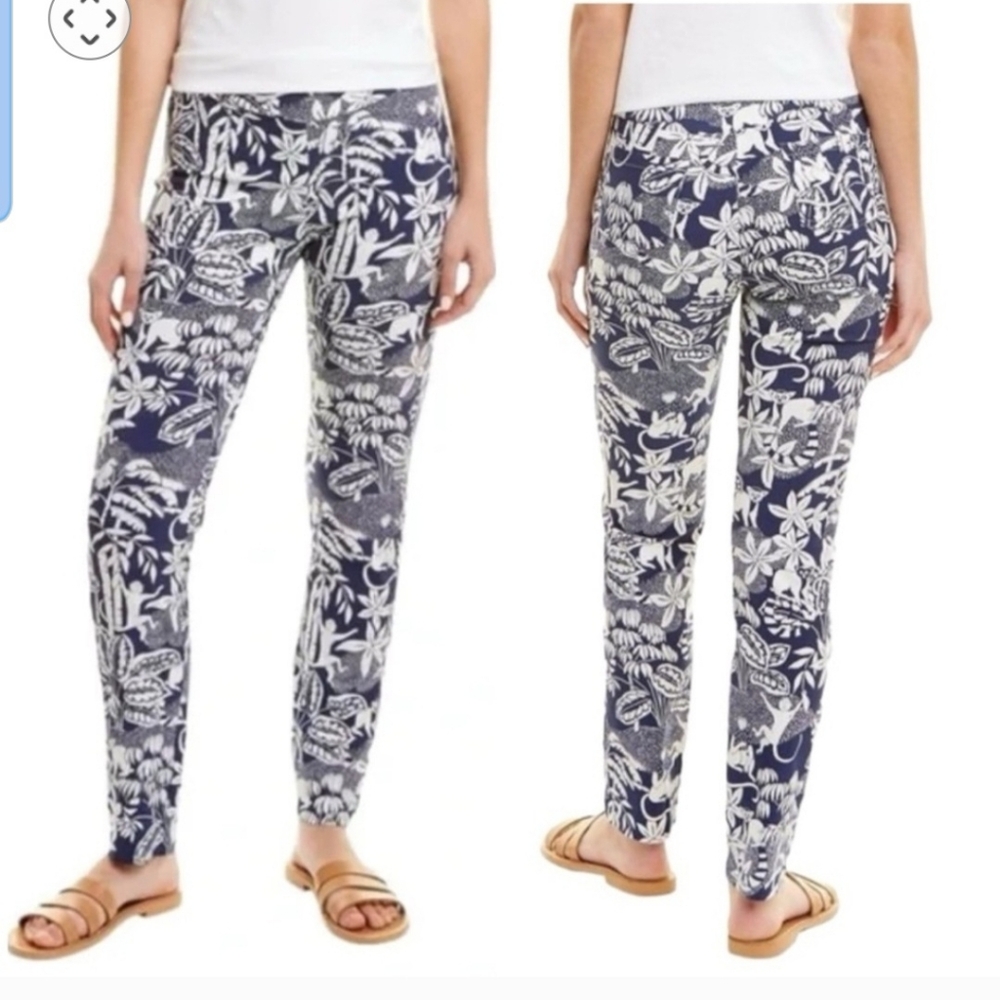J MCLAUGHLIN MASIE PANTS 4 PULL ON CROPPED MONKEY BOTANICAL COASTAL GRANDMA CHIC